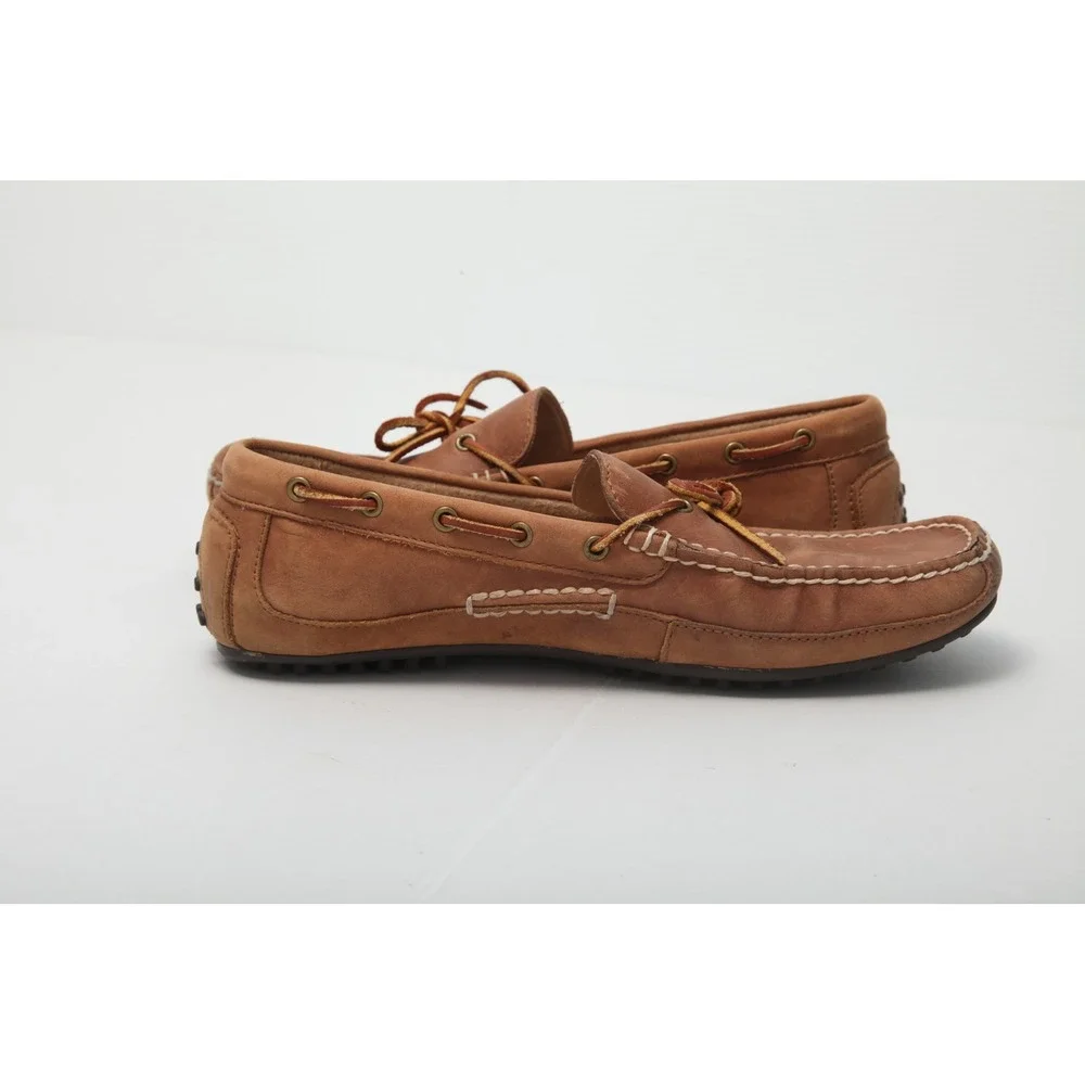 Polo Ralph Lauren Men's 10D Wyndings So-Dry Leather Driver Moccasins Loafers Tan